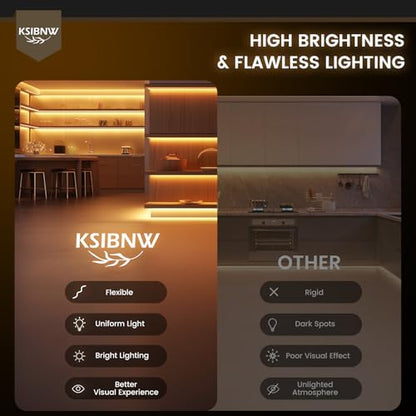 COB LED Strip Lights 16.4ft/5m 2pcs, 12V LED Light Strip, Neutral White 4000K Under Cabinet Lighting, Super Bright Flexible Tape Lights for Bedroom,Kitchen,Living Room(Power Supply Not Included) - color: Neutral White, size: 12V-2pcs 16.4ft/5M