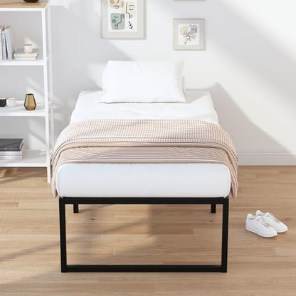 EMODA 16 Inch Narrow Twin Bed Frame 30x75, Heavy Duty Metal Platform | No Box Spring Needed, Easy Assembly, Noise Free, Black - color: Black, size: Narrow Twin, style: 16 inch