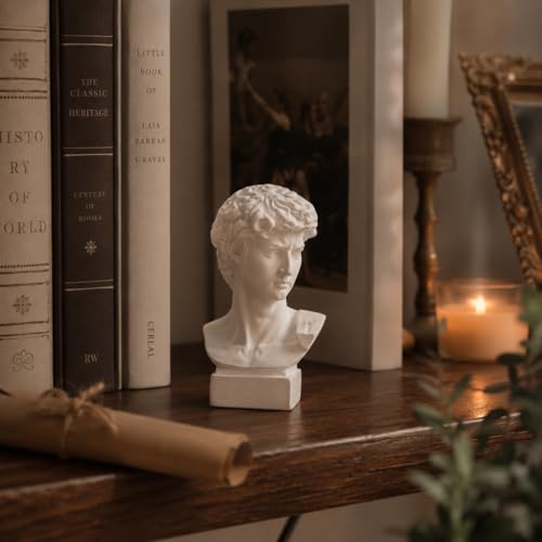 Resin Bust Statue 2.76 Inch Plaster Figurines Mini Home Decoration Sculpture White for Art Hobbyist-David - size: David