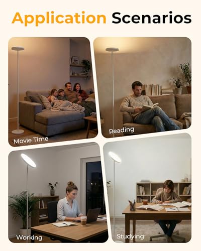 LED Floor Lamps, 2800Lm Standing Lamp Remote & Foot Switch with 1H Timer, 2700-6500K Stepless Dimmable Modern Pole Light for Bedroom, Office, Reading, White - color: White