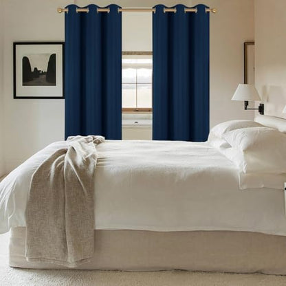 Diraysid Navy Blue Grommet Blackout Curtains for Bedroom Thermal Insulated Room Darkening Curtains Drapes, 38 x 63, 2 Panels - color: Navy Blue, size: 38"W x 63"L (Pack of 2)