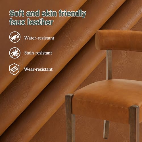 RNKSFX Modern Dining Chairs Set of 2, Faux Leather Upholstered Kitchen & Dining Room Chairs, Mid Century Modern Wooden Dining Chairs Oversized Sturdy Rounded Chairs Curved Back, Brown - color: Brown