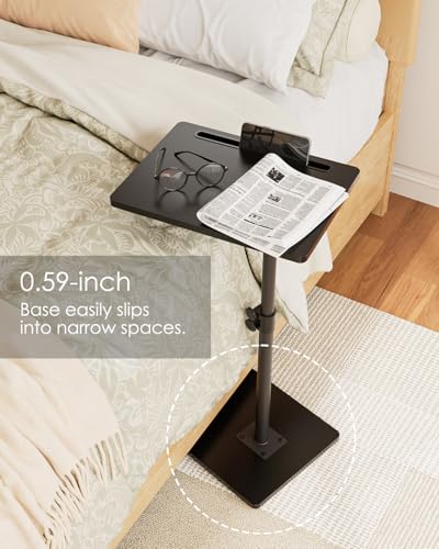 Masupu Sofa Arm Tray Table - 360° Swivel Height Adjustable End Table, Small Snack Side Table for Couch, C Shaped Table for Bed, Chair or TV Tray Table(Black) - color: Black