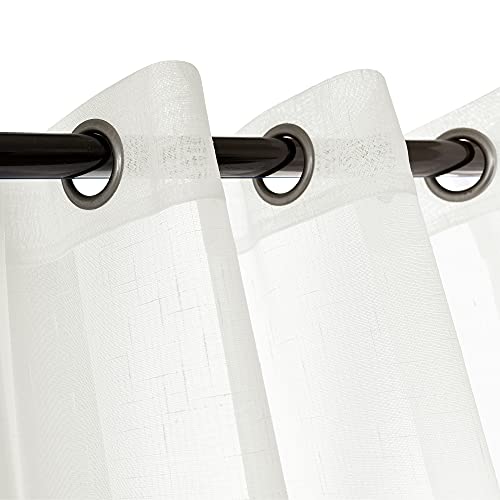 Sheer Curtains Faux Linen Semi Voile Light Filtering Drapes Pair for Bedroom Living Room, Set of 2 Grommet Top Window Curtain Panels (54 x 108 Inch,Off White) - color: Off White, size: 54"W x 108"L (Pack of 2)