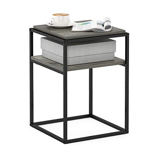 2-Tier Stackable Metal Frame End Table, Toolless Assembly Bedside Table, Night Stand with Open Shelf, Side Table, for Bedroom, Living Room, French Oak Grey - color: French Oak Grey