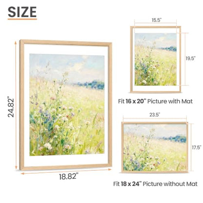upsimples 18x24 Picture Frame Solid Wooden, Nursery Wall Frames Set of 3 | 100% Natural Solid Wood, Fit 16x20 with Mat and 18 x 24 Posters, For Kids Room, Gallery Wall Décor - size: 18X24
