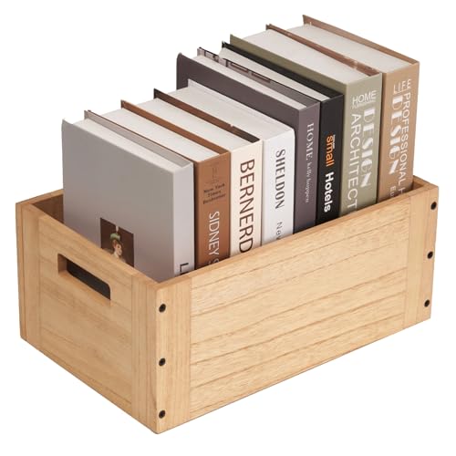 KIRIGEN Stackable Wood Storage Cube with Handles, Open Cubby Bin, Natural | Open-Front Wooden Box Crate for Books, Clothes, Shoes, Closet Storage, and Display for Home Office, Assembly Required C5-NA - color: Natural, size: M/14.2*9.1*6(C15)