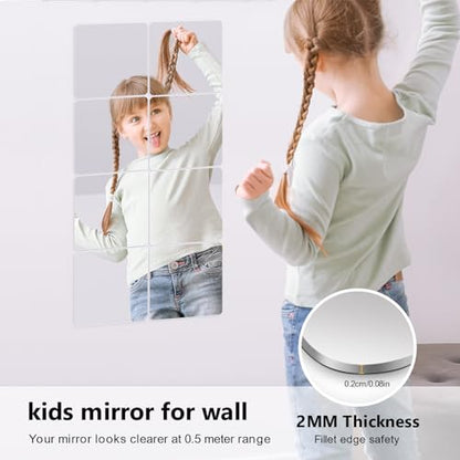 Shiftshade Wall Stickers - Unbreakable Self-Adhesive Mirror Tiles for Bedroom, Home, Gym, Door - Acrylic Shatterproof Sheets, Panels (8x8 Inch, 4 Pcs) - size: 8x8inchx4pack