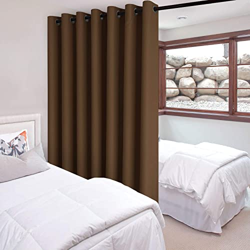 DWCN Room Divider Curtain - Extra Wide Blackout Curtain for Sliding Glass Door, Living Room, Bedroom Partition and Shared Office Space, 1 Grommet Curtain Panel, 10ft Wide x 7ft Tall, Brown - color: Brown, size: 120"W x 84"L (Pack of 1)