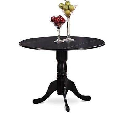 East West Furniture DLBR3-BLK-17 3 Piece Dining Room Furniture Set Contains a Round Dining Table with Dropleaf and 2 Light Sable Linen Fabric Upholstered Chairs, 42x42 Inch, Black - color: Dlbr3-blk-17