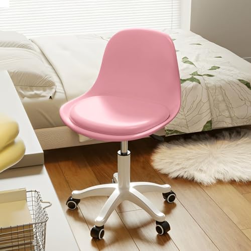 Small Desk Chair Cute, Swivel Armless Task Chair with Soft Padded Cushion, Height Adjustable Home Office Desk Chair with Back for Adult, Study Room, Office - color: Pink, size: M-Set of 2