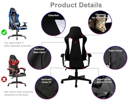 Gaming Chair Covers Only,Stretchable Fit Thick Breathable Mesh | Cat Scratch Proof,Scratch Resistant,Soft,Gaming Chair Seat Cover with 2Pcs Armrest Slipcovers(Black-white,Style 2) - color: Black-white, size: Style 2
