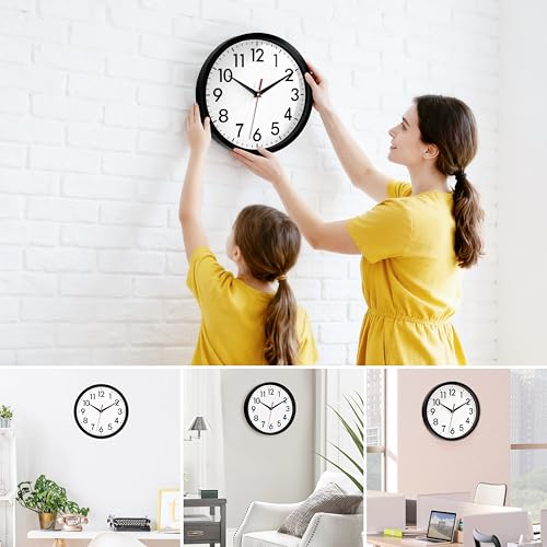 4 Pcs Multi Time Zone Wall Clock Silent Non Ticking Quartz Battery Operated | 10 Inch Black Modern Wall Clock Quiet for Classroom Clocks for Living Room Garage Office Home Bedroom Kitchen Bathroom - size: 10 Inch