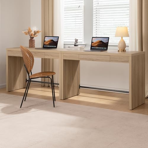 SICOTAS Computer Desk, 47-Inch Home Office Desk Writing Desk with Drawer | Farmhouse Home Office Desk with Drawer, Boho Makeup Vanity Table for Dormitory, Reclaimed Light Oak, 2 Pieces - color: Reclaimed Light Oak, size: 2 Pieces
