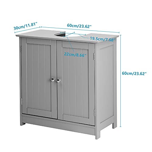 Bonnlo Pedestal Under Sink Storage Bathroom Vanity with 2 Doors Traditional Bathroom Cabinet Space Saver Organizer 23 5/8" x 11 7/16" x 23 5/8" (L x W x H) (Grey) - color: Grey