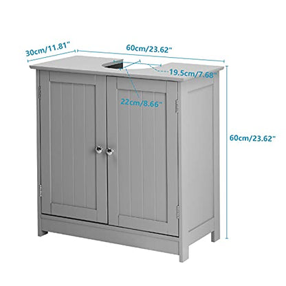 Bonnlo Pedestal Under Sink Storage Bathroom Vanity with 2 Doors Traditional Bathroom Cabinet Space Saver Organizer 23 5/8" x 11 7/16" x 23 5/8" (L x W x H) (Grey) - color: Grey