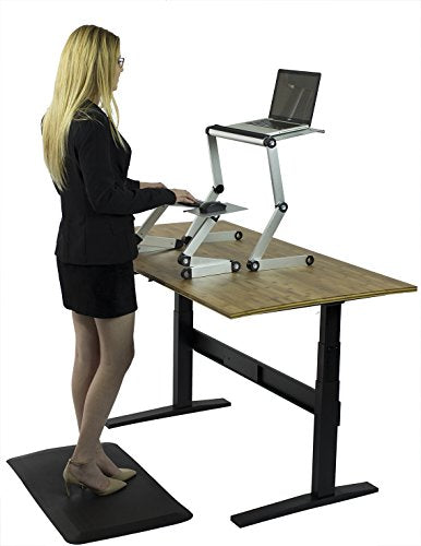 WorkEZ Adjustable Standing Desk Converter w/2 Fans & 3 USB Ports, Sit to Stand Desk Riser Monitor Standing Computer Desk, Height & Angle Negative Tilt - color: Black+usb Fan Hub