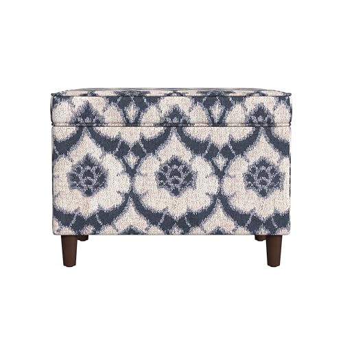 Spatial Order 24" Dinah Collection Storage Ottoman - Blue Medallion Print - color: Blue Medallion Print