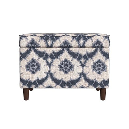 Spatial Order 24" Dinah Collection Storage Ottoman - Blue Medallion Print - color: Blue Medallion Print