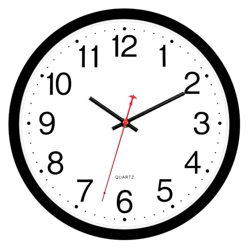 Foxtop 14 Inch Wall Clock Modern Silent Non-Ticking Quartz Battery Operated Round Analog Classic Black Wall Clock for Classroom School Office Living Room Bedroom Home - color: Black, size: 14 Inch - 1 Clock