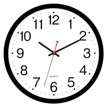 Foxtop 14 Inch Wall Clock Modern Silent Non-Ticking Quartz Battery Operated Round Analog Classic Black Wall Clock for Classroom School Office Living Room Bedroom Home - color: Black, size: 14 Inch - 1 Clock