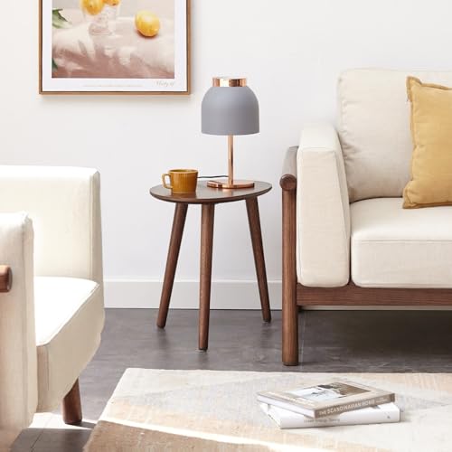 Small Oval Coffee Table, Mid Century Modern Coffee Table for Living Room, 100% Solid Oak Wood Side Table End Tables for Home (Walnut Color, 19.68" Wx13.38 Dx17.71 H) - color: Walnut, size: Small - 1 Piece