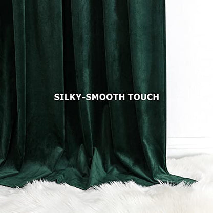 Benedeco Hunter Green Velvet Blackout Curtains 52x96, Back Tab, 2 Panels | Elegant Room Darkening Thermal Insulated Energy Saving Noise Reducing Velvet Window Drapes for Living Room, Bedroom - color: Backtab-dark Green-1, size: 52"W x 96"L (Pack of 2)