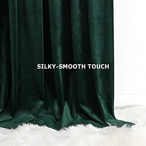 Benedeco Hunter Green Velvet Blackout Curtains 52x84, Back Tab, 2 Panels | Elegant Room Darkening Thermal Insulated Energy Saving Noise Reducing Velvet Window Drapes for Living Room, Bedroom - color: Backtab-dark Green-1, size: 52"W x 84"L (Pack of 2)