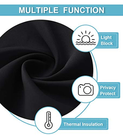 RYB HOME Bedroom Blackout Curtains 45 inches Length, Black | Light UV Block, Thermal Insulated, Energy Saving, Drapes for Dining Living Room, OEKO-TEX Certified, W42 x L45, 2 Panels - color: Black, size: 42"W x 45"L (Pack of 2)