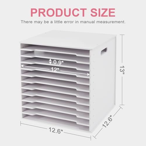 SONGWAY 12x12 Paper Storage Organizer - 13 Tier Desk File Organizer with Adjustable Shelves, Letter Mail Tray, 12x12 Stackable Scrapbook Paper Storage Cube for Home Office Classroom (Pack of 2) - size: 12-Tier (Pack of 2)