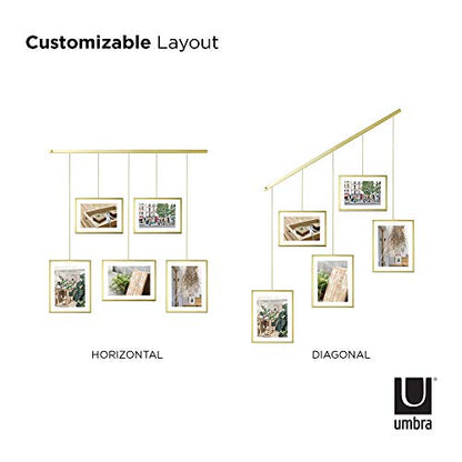 Umbra Exhibit Adjustable Photo Display – DIY Collage Set Mounts in Various Layouts Horizontally at Different Angles - Holds 5 Picture Frames for Photos, Prints, 4 by 6 inch and 5 (Pack of 3) - size: Pack of 3