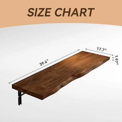 Wall Mounted Folding Table Desk，Multifunctional Solid Wood Folding Floating Wall Desk Fold Down Shelf, for Small Space Kitchen & Dining Room Computer(Plate Thickness 1.97, W39.4” X D17.7”) - color: Plate Thickness 1.97, size: W39.4” X D17.7”
