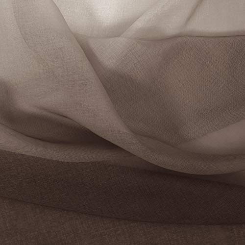 DWCN Brown Faux Linen Ombre Sheer Curtains - Gradient Semi Voile Curtains for Bedroom and Living Room, Set of 2 Grommet Top Window Curtain Panels, 42 x 63 Inches Long, Chocolate Brown - color: Chocolate Brown, size: 42"W x 63"L (Pack of 2)