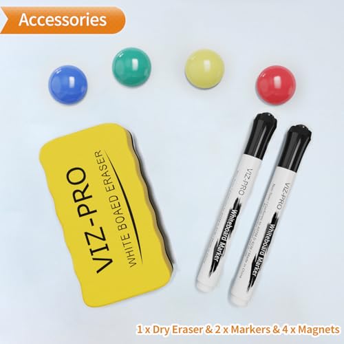 VIZ-PRO Magnetic Whiteboard, 40 x 30 Inches, Dry Erase Board for Wall | Includes 1 Eraser, 2 Markers & 4 Magnets, Aluminum Frame, for School Office and Home - size: 40 X 30 Inches