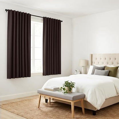 PONY DANCE Window Treatments Curtains - Blackout Drapery Thermal Insulated Curtain Panels with Back Tab Light Block for Bedroom Bathroom/Kitchen, 52 x 54 Inches, Brown, 2 Pieces - color: Brown, size: 52"W x 54"L (Pack of 2)
