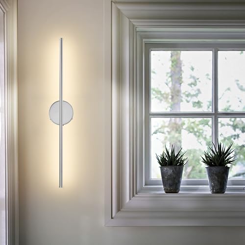 KARTOOSH Battery Operated Wall Sconces Set of Two Wireless Wall Lights | Rechargeable Wall Sconce with Remote 350°Rotate Dimmable 3000K LED Wall Lamp for Living Room, Bedroom - color: Chrome, size: 32.2 Inches