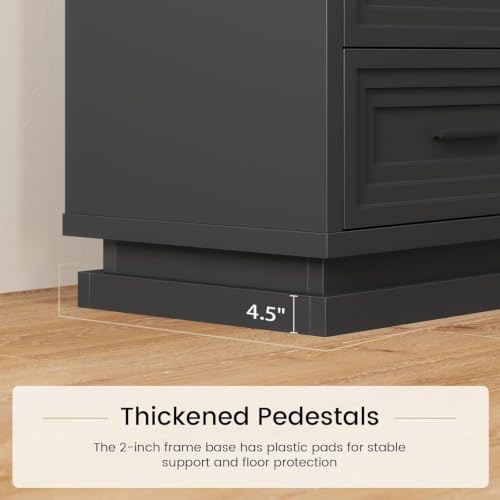 Nightstands Set of 2, Black Night Stand with 3 Drawers, Bedside Table for Bedroom with Metal Handle, Wood Modern End Tables Set of 2 for Bedroom - size: 2 Pieces