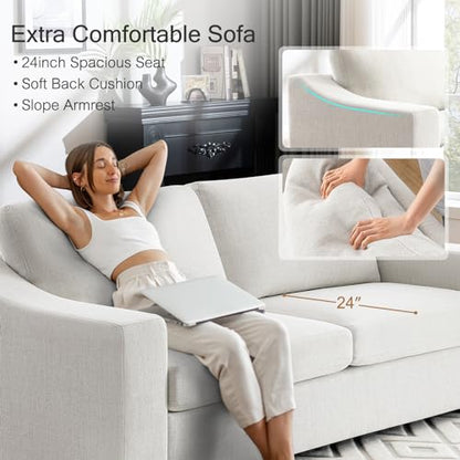 Modular Sectional Couch Set, 47" Oversize Accent Chair and 85" Modern Loveseat Sofa Deep Couch for Apartment, Living Room, Bedroom, Linen, White - color: White, size: 85 Inch - Deep Couch + Single Sofa