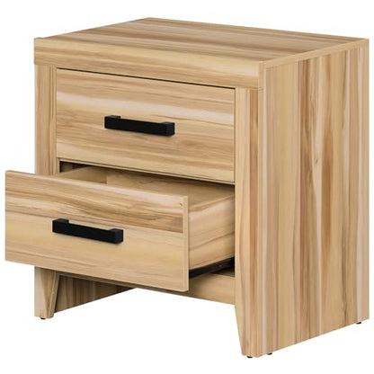 WAMPAT Nightstand with 2 Large Drawers,Wooden Nightstand with Storage,Farmhouse Bedside Table End Table for Bedroom,Two-Tone - color: Two-tone