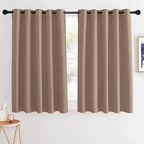 NICETOWN Thermal Blackout Curtain & Drape - Grommet Room Darkening Window Treatment Sound Reducing Light Blocking for Kitchen/Cafe (1 Panel, W66 x L54, Cappuccino) - color: Cappuccino, size: 66"W x 54"L (Pack of 1)