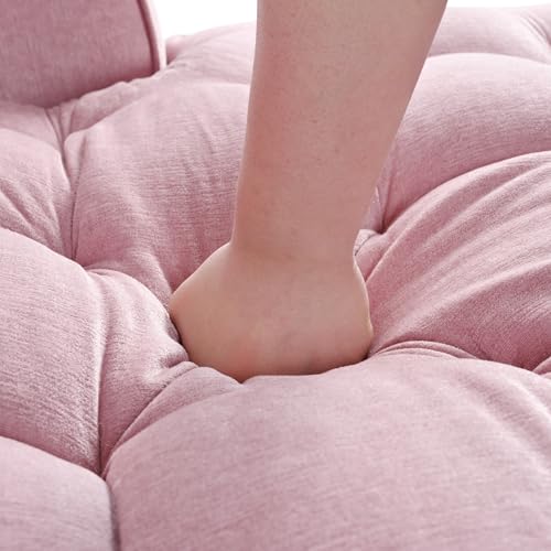 55" Modern 2-Seater Chaise Lounge Sofa Bed - Chenille Upholstered Loveseat Couch with Tufted Seat & Detachable Pillows, Space-Saving Sleeper Sofa (Pink) - color: Pink