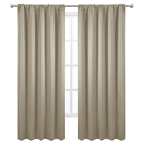 Blackout Curtains 52 x 84 inch/Beige Curtains Set of 2 Panels/Thermal Insulated Room Darkening Bedroom Curtains - color: Beige, size: 52"W x 84"L (Pack of 2)