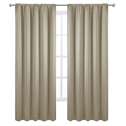 Blackout Curtains 52 x 84 inch/Beige Curtains Set of 2 Panels/Thermal Insulated Room Darkening Bedroom Curtains - color: Beige, size: 52"W x 84"L (Pack of 2)
