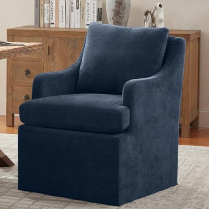 VKNOW Upholstered Dining Chairs Set of 2, Dining Room Chairs with Casters | Modern Rolling Dining Chairs with Armrest, Soft Chenille Fabric, Washable Cover, Easy Assembly, Living Room, Bedroom, Blue - color: Blue, size: 2