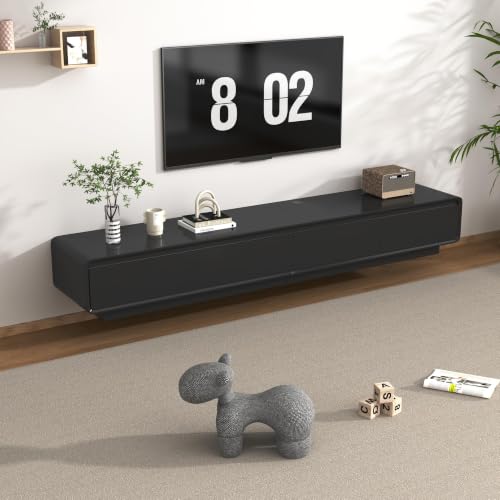 chartustriable 78.7" Minimalist Floating TV Stand for TVs up to 85 Inches, Modern Wall Mounted Media Console with 2 Drawers, Entertainment Center for Living Room, Black - color: Black, size: 78.7 Inch