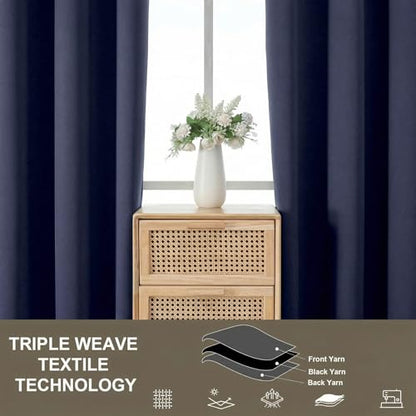 100% Blackout Curtains for Bedroom - Luxury Grommet Thermal Blackout Curtains, Navy Blue Thick Drapes Light Blocking Energy Saving, 2 Panels, 2x40Wx78L Inches - color: Indigo, size: 40"W x 78"L (Pack of 2)