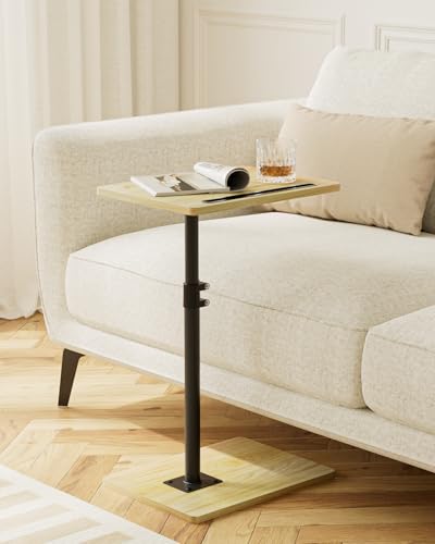 Masupu Sofa Arm Tray Table - 360° Swivel Height Adjustable End Table, Small Snack Side Table for Couch, C Shaped Table for Bed, Chair or TV Tray Table(Natural) - color: Natural