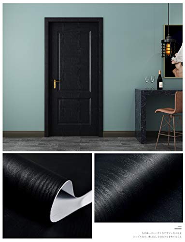 tiltil Black Wood Peel and Stick Wallpaper Wood Contact Paper 17.7" × 197" | Self-Adhesive Wallpaper Removable Waterproof Wall Paper Vinyl for Countertop Furniture Kitchen Countertop Easy to Clean - size: 17.7" x 197"