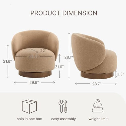 KISLOT Swivel Barrel Accent Chair, Boucle Fabric, Sand, 1-Pack | Modern Style, Upholstered, for Living Room/Bedroom/Waiting Room - color: Sand, size: Pack of 1