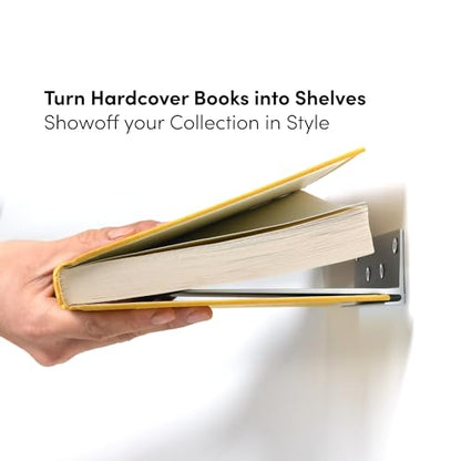 Floating Invisible Bookshelf Wall Mounted (Set of 4) - Aluminum - Turn Books into Floating Shelves - size: Large